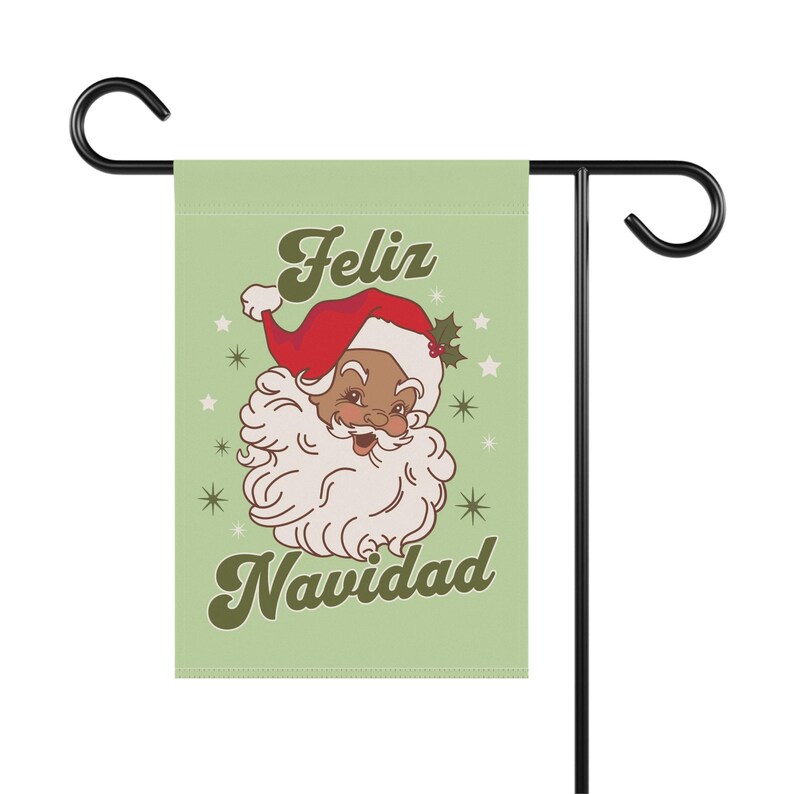Feliz Navidad Garden Flag Spanish Christmas House Banner Brown Santa Decor Vintage Christmas Flag Mexican Santa Yard Decor Latinx Santa image 7