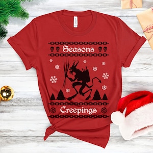 Krampus Ugly Christmas Sweater Seasons Creepings Funny Goth Christmas Shirt Unisex Scary Christmas Horror Lover Gift Witchy Gifts Plus Size