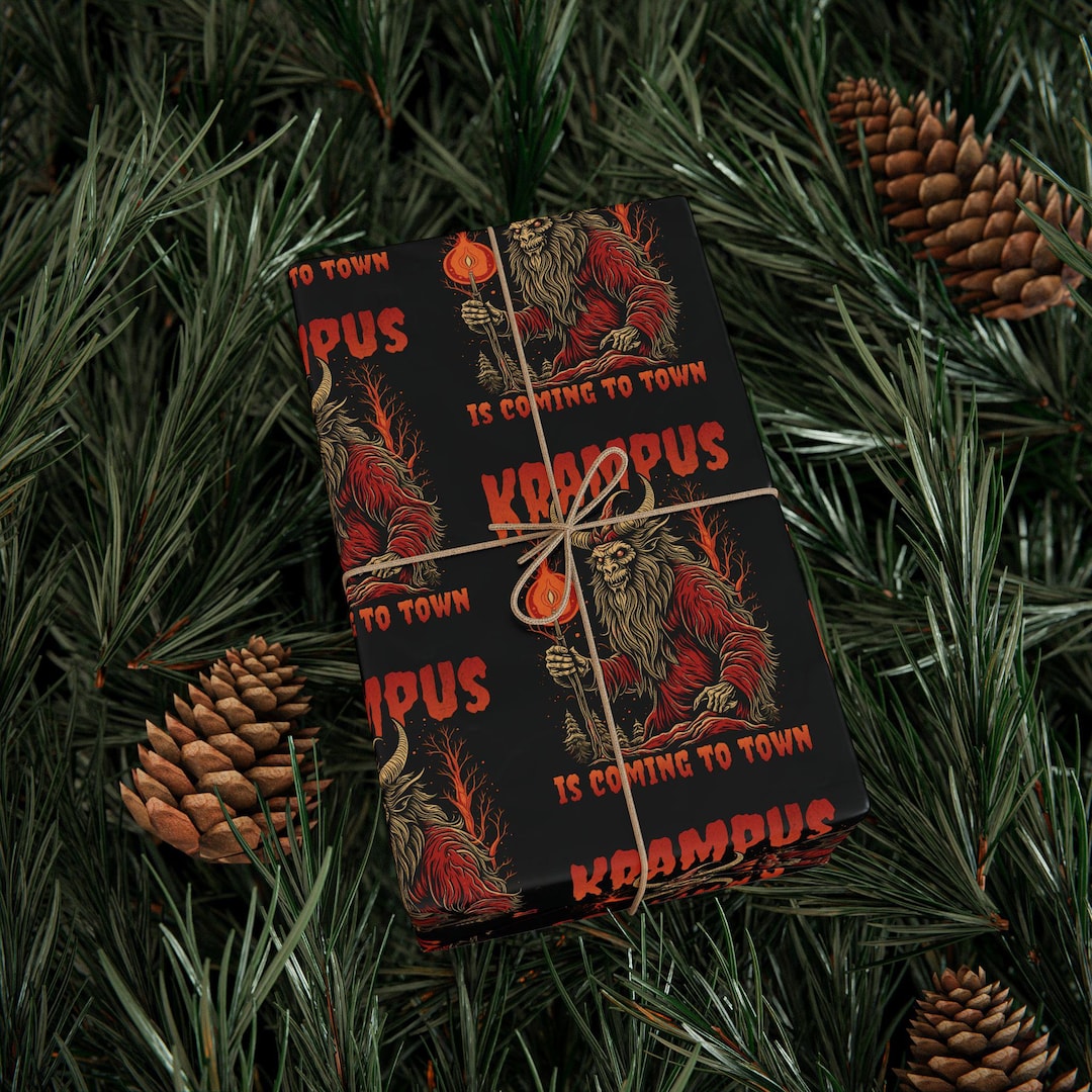 Krampus Wrapping Paper Goth Christmas Gift Wrap Krampus Coming to Town ...