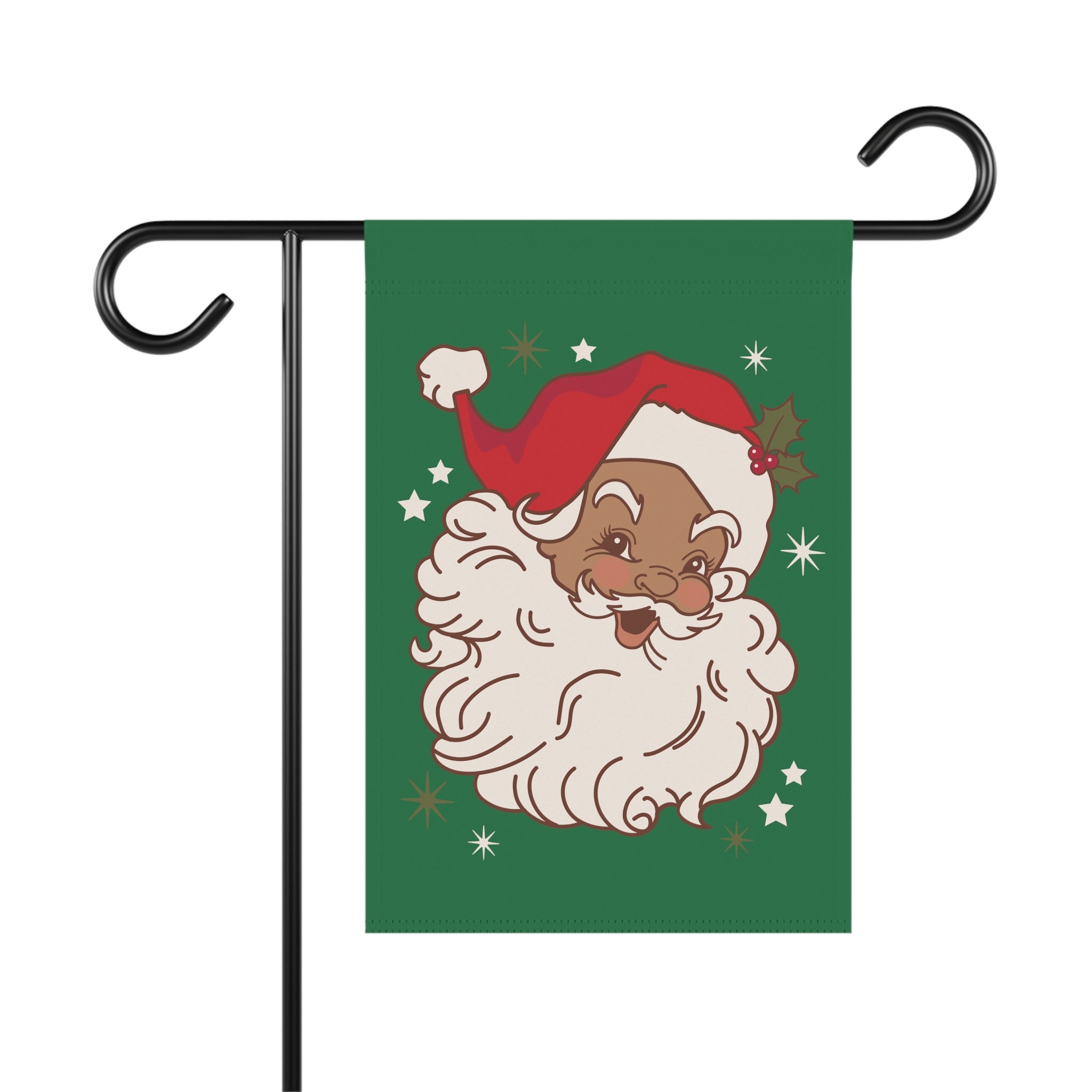 Retro Christmas Flag Black Santa Garden Flag Double Sided Cute Santa ...