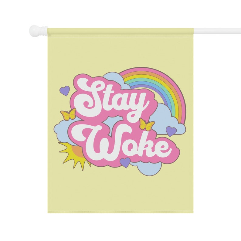Stay Woke Anti Trump Flag LGBTQIA Flag Resist Flag Cute Kawaii Funny House Banner Trans Gay Rights Rainbow Anti Densantis Liberal Yard Sign image 7
