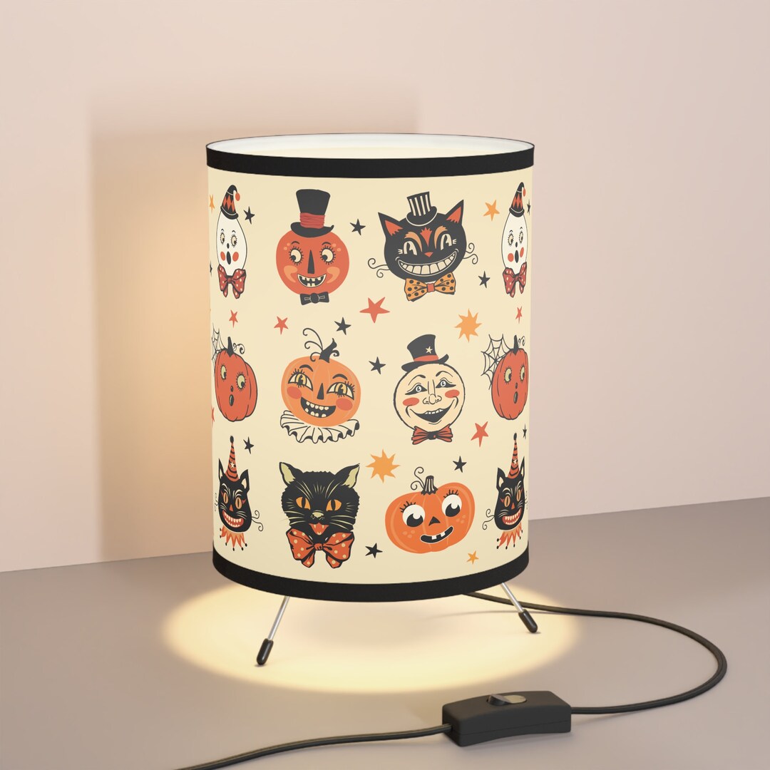 Vintage Halloween Lamp Black Cat Decor Halloween Lights Mid Century