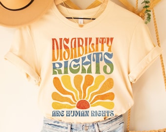 Disability Rights are Human Rights Shirt Cure Ableism T Shirt Spoonie Gift Save Medicaid Chronic Illness Autism Boho Rainbow Tee