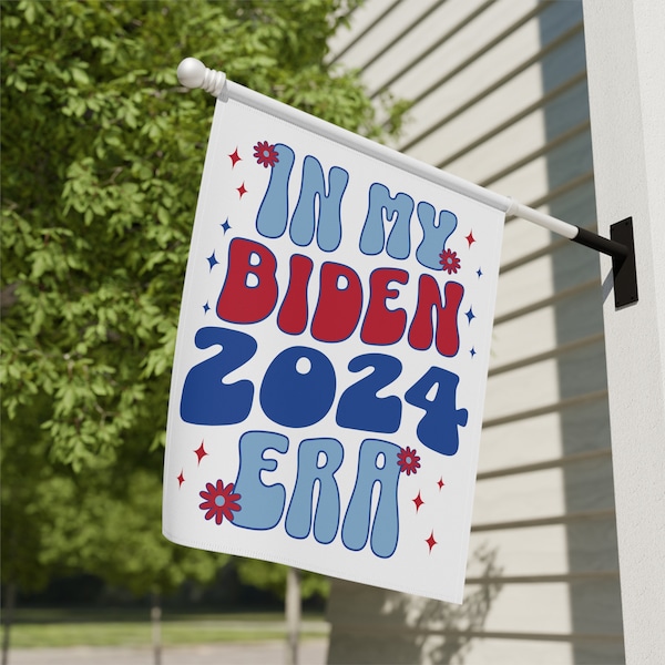 In My Biden Era Garden Flag Cute Joe Biden 2024 Flag Retro Groovy Aesthetic Flag Vote Joe Biden Yard Sign House Banner Funny Political Sign