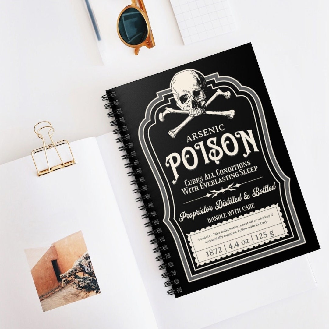 Cryptic Notebook Gothic Notebook Poison Vintage Halloween Gift Spiral Notebook 6X8 Ruled ...