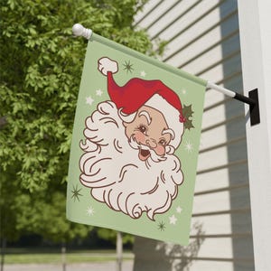 Retro Christmas Flag Santa Garden Flag Double Sided Cute Santa Claus Outdoor Flag Classic Christmas Decorations Vintage Holiday Decor