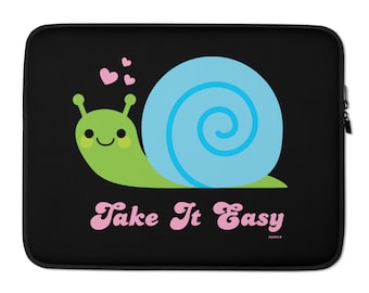 Cute Snail Kids Laptop Sleeve - Take it Easy  - kawaii girls cute computer bag, macbook sleeve case, funny child electronics accessory