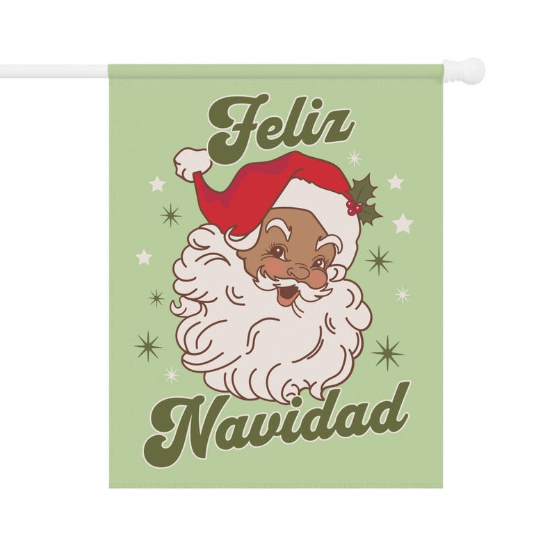 Feliz Navidad Garden Flag Spanish Christmas House Banner Brown Santa Decor Vintage Christmas Flag Mexican Santa Yard Decor Latinx Santa image 8