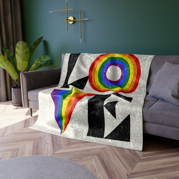 Minimalist LGBTQIA Decor Love Crushed Velvet Blanket Rainbow Flag Throw Blanket Queer Gifts Cute Dorm Room Decor Aesthetic Blanket Etsy Canada