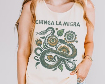 Immigrant Rights Tank Top Comfort Colors Chinga La Migra Anti Trump Shirt Abolish ICE Anti Fascism Chinga tu Migra Resist  Protest T