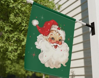 Retro Christmas Flag Vintage Santa Garden Flag Double Sided Cute Santa Claus Outdoor Flag Classic Christmas Decorations MCM Holiday Decor