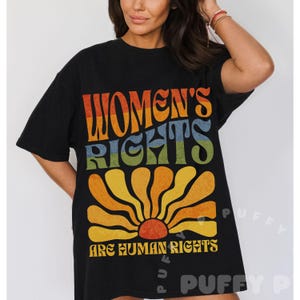 Feminist Shirt Comfort Colors Womens Rights are Human Rights Boho Rainbow Groovy Aesthetic Tee Pro Choice Resist Pro Roe Shirt Anti Trump