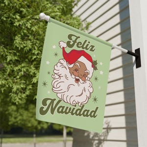 Feliz Navidad Garden Flag Spanish Christmas House Banner Brown Santa Decor Vintage Christmas Flag Mexican Santa Yard Decor Latinx Santa image 1