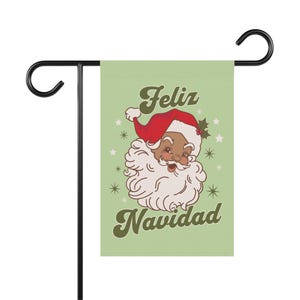 Feliz Navidad Garden Flag Spanish Christmas House Banner Brown Santa Decor Vintage Christmas Flag Mexican Santa Yard Decor Latinx Santa image 6