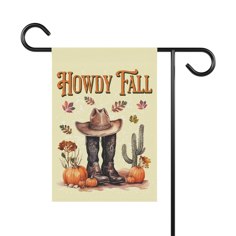 Howdy Fall Flag Western Autumn Garden Flag Thanksgiving Flag Southwest Flag Cowboy Boot Outdoor Flag Cactus Farmhouse Country Porch Sign image 9