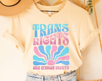 LGBTQIA Shirt Trans Rights are Human Rights Shirt Anti Trump Queer Gay Rights Tee Retro Boho Progressive Subtle Transgender Pride Gift