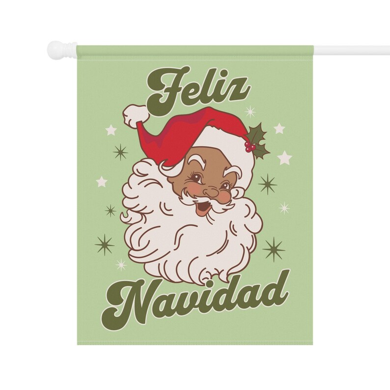 Feliz Navidad Garden Flag Spanish Christmas House Banner Brown Santa Decor Vintage Christmas Flag Mexican Santa Yard Decor Latinx Santa image 9