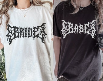 Halloween Bachelorette Shirt Spooky Bride Babe Rock and Roll Bachelorette Shirt Goth Team Bride Tees Heavy Metal Bridal Concert Plus Size