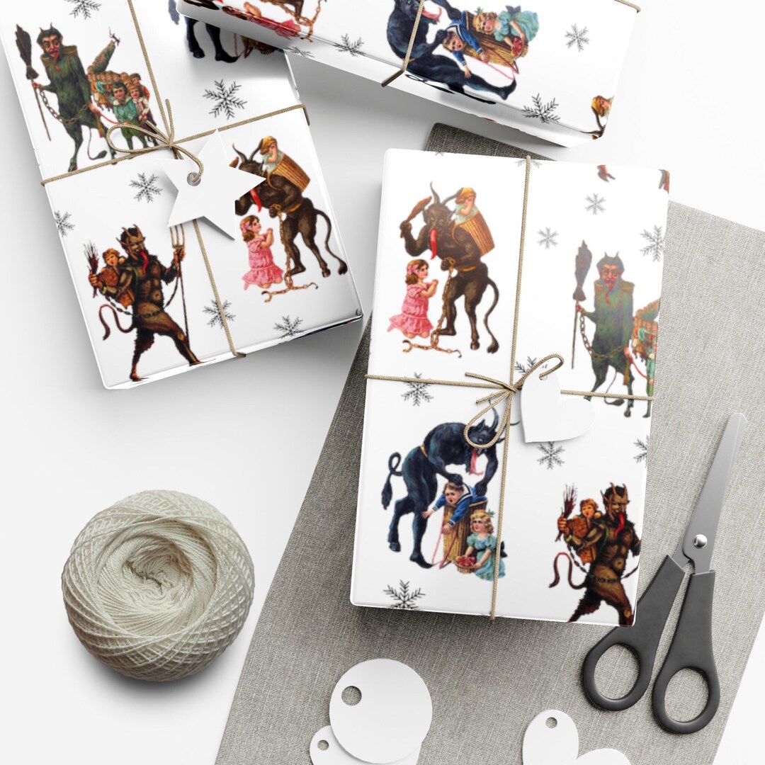 Krampus Wrapping Paper Goth Christmas Gift Wrap Funny Wrapping Paper ...