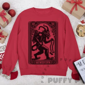 Krampus Christmas Sweater Vintage Tarot Card Sweatshirt Funny Goth Christmas Shirt Unisex Scary Spooky Christmas Horror Lover Witchy Gift