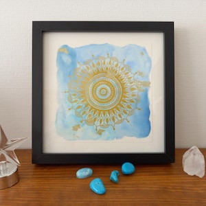 LUCE - incorniciato - Mandala blu e oro