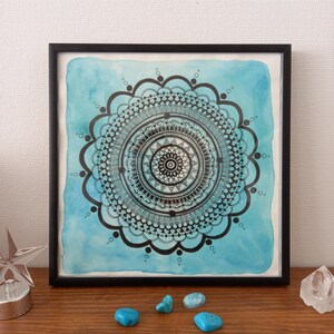 ALOHA - Incorniciato - Mandala blu e nero