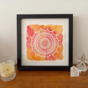 RUMBA - incorniciato - Mandala arancione, bianco e oro