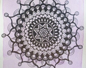 ISMY - Purple and Black Mandala - High Vibrations High Frequencies Intuitive Art Hand Drawn Watercolor and Markers