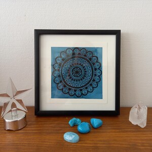 PROFONDITÀ - incorniciato - Mandala blu e nero