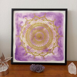 YULE, il solstizio d'inverno, Natale - incorniciato - Mandala viola e oro