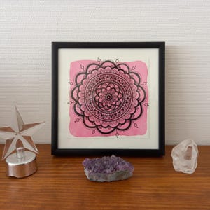 VOLAE - incorniciato - Mandala rosa e nero