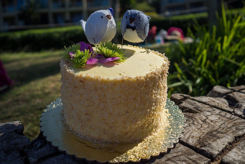 Wedding cake topper, lovebirds, wedding decoration, grey and white image 6