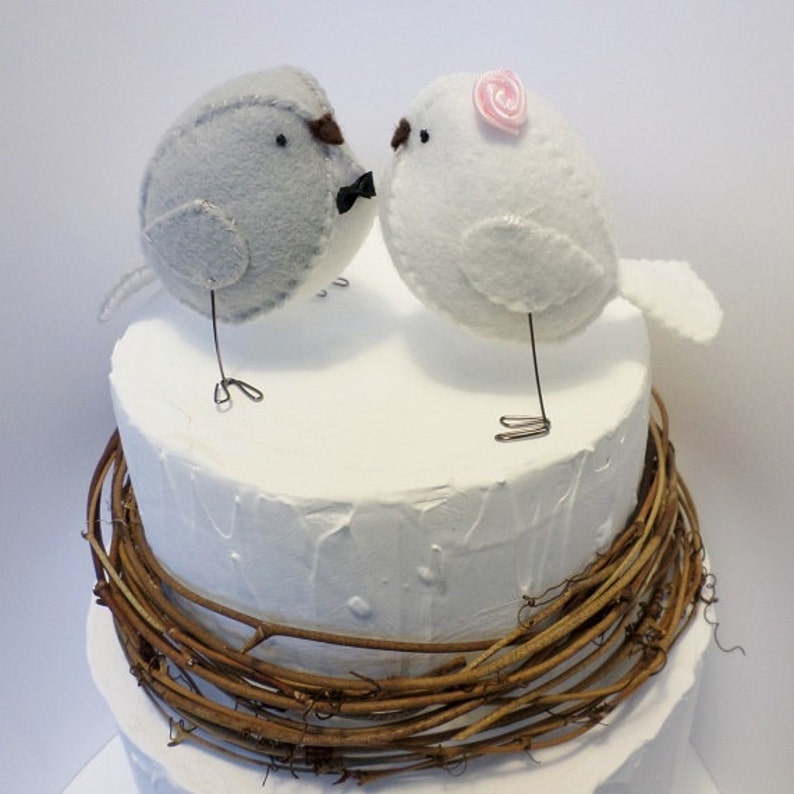 Wedding Cake Topper 3D Lovebirds Grey and White Custom Made Etsy