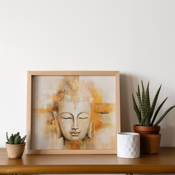 Zen Buddha Artwork - Buddhism Painting - Digital Hanging Buddha Art - Mindfulness Print - Namaste Gifts - BHL1