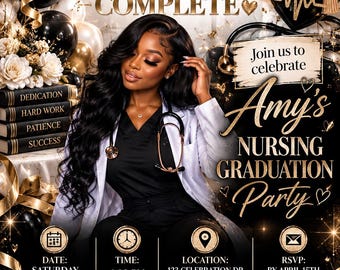 Invitación a la fiesta de graduación de enfermería: Diseño completo de carga de enfermeras