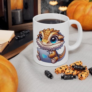 Adorable Bearded Dragon Playing on iPad Coffee Mug - Fun 15oz or 11oz sizes for Reptile and Tech Lovers, Friends Gift, Gift for Him, Novelty