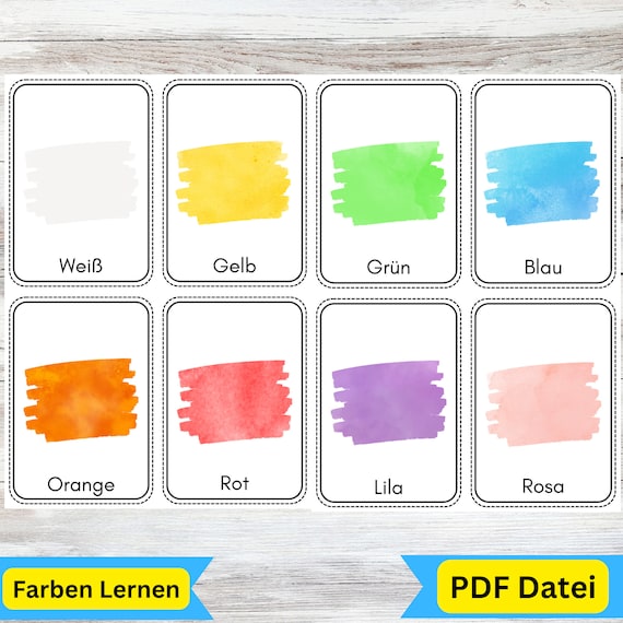 16 Farbkarten Kinder-Farben lernen Kinder PDF-Farbkarten zum Ausdrucken-Lernkarten Farben Kinder-Spielend Farben lernen-Farben Karten PDF