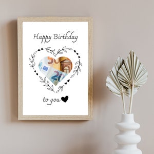 Money gift birthday, wrapping money gifts differently, money gift template to print out, money gifts in a picture frame for birthdays