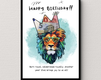 Geldgeschenk Geburtstag,Geldgeschenk Vorlage zum Ausdrucken,Geldgeschenke verpacken mal anders,Geldgeschenke Geburtstag, Mann Frau PDF Krone