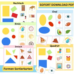 Flashcards vormen voor kinderen plaatjes kaarten kinderopvang sjablonen ovaal cirkel rechthoek vierkant driehoek digitaal kleuteronderwijs PDF peuters