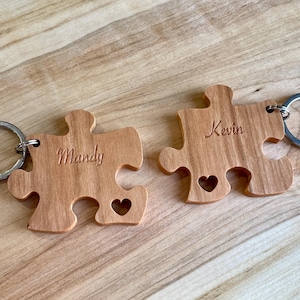 Wooden Puzzle Friendship Keychains