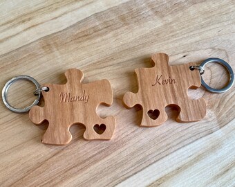 Wooden Puzzle Friendship Keychains