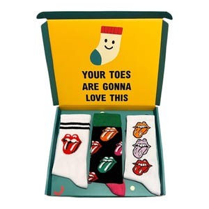 3 Pairs Funny Colourful Rock Style Tongue Socks Gift Box Unisex Funky Socks Set