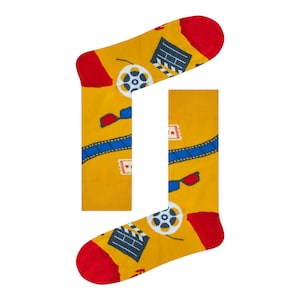 Movie Cinema Pattern Socks Novelty Funky Film Lovers Unisex Socks
