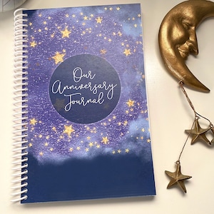 Anniversary Journal &quot;Under the Stars&quot; Perfect Wedding or First Year Anniversary Gift (paper), Anniversary Journal, can be personalized