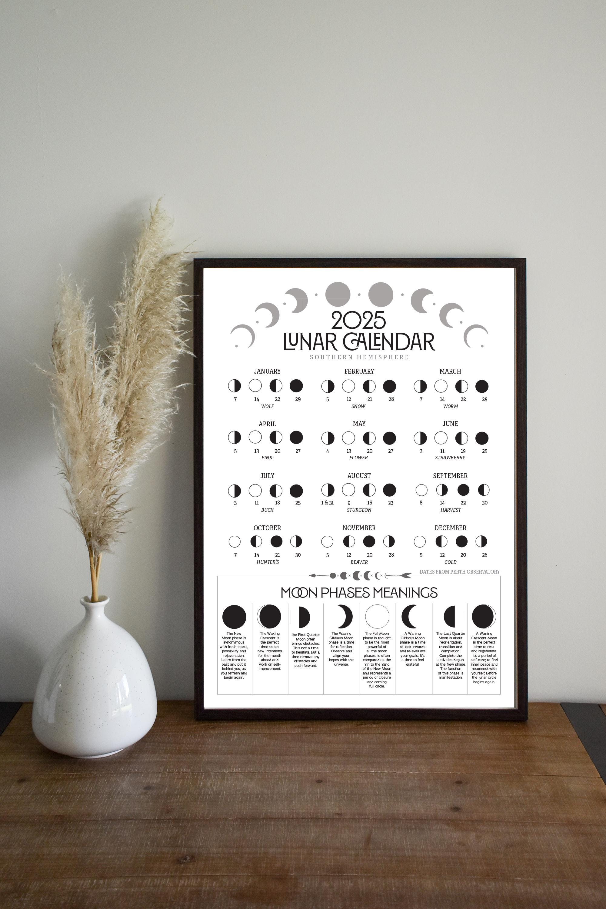2025 Lunar Calendar, Letter Size and A4, Northern & Southern