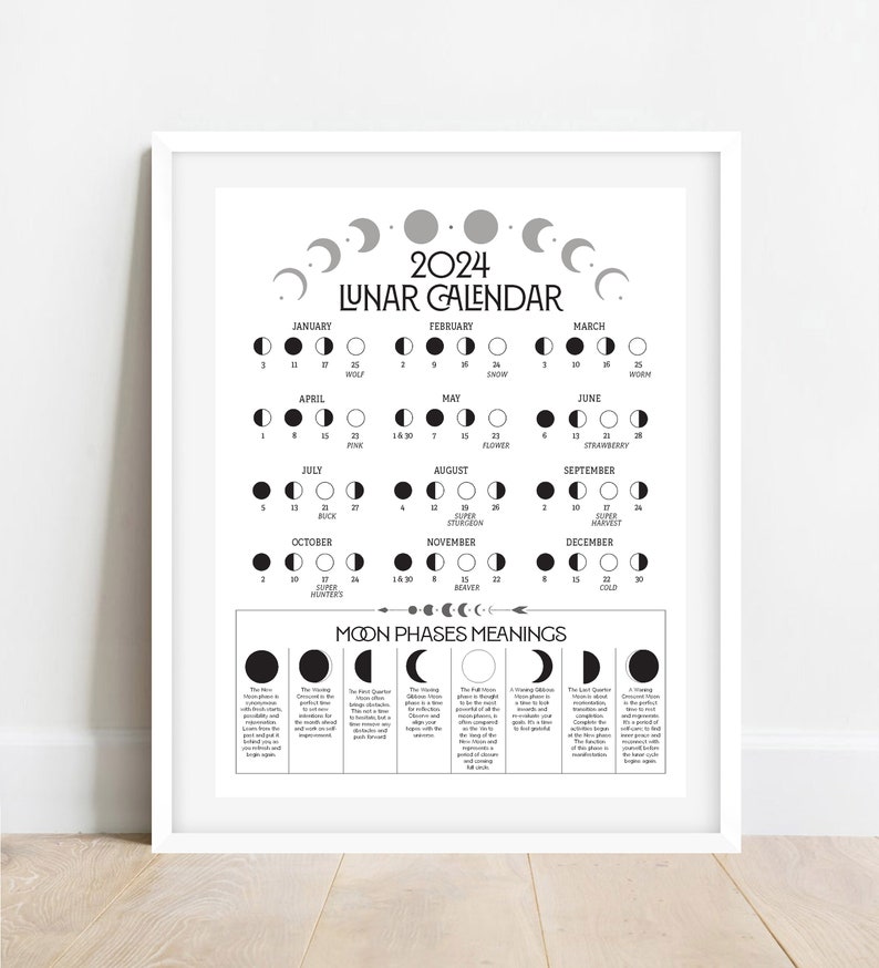 2024 Lunar Calendar, Letter Size and A4, Northern & Southern
