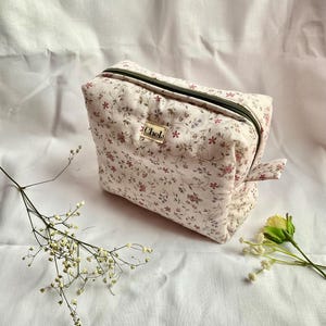 Beauty case tessuto a fiori elegante, porta cosmetici, organizer cosmetici , regalo donna, trousse da viaggio - su ordinazione - 100% cotone