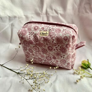 Beauty case tessuto a fiori elegante, porta cosmetici, organizer cosmetici , regalo donna, trousse da viaggio - su ordinazione - 100% cotone