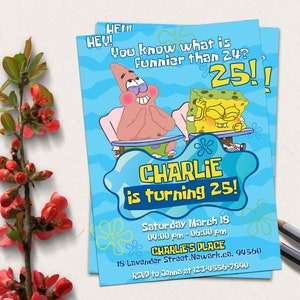 Editable Spongebob Birthday Invitation Template | Printable Sponge bob invite | Party Invitations | Digital Kids Invite | Instant Download image 2
